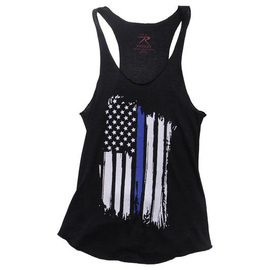 Women Thin Blue Line Flag Racerback Tank Top