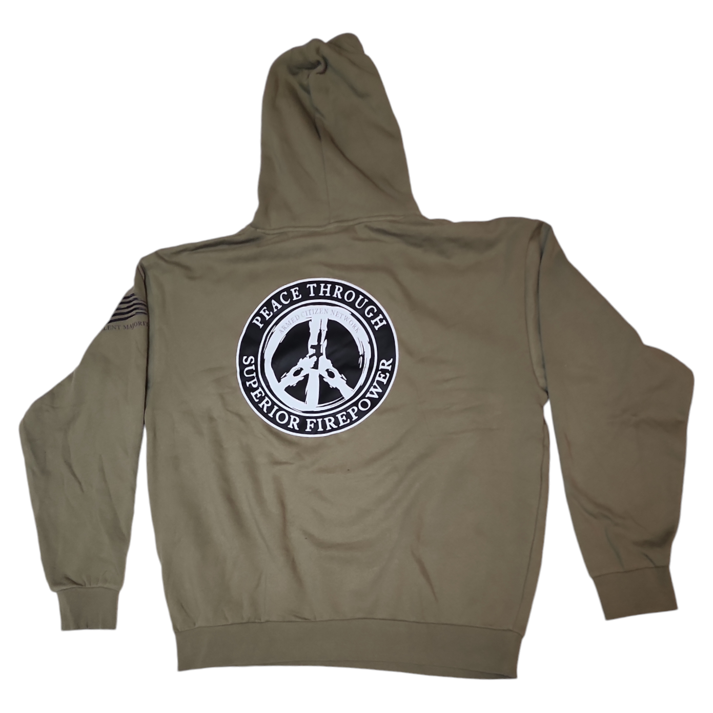 Peace Through Superior Firepower Green Hoodie