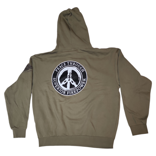 Peace Through Superior Firepower Green Hoodie